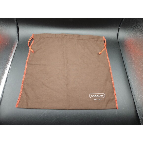 Dark Brown Coach Dust Cover Bag Red Drawstrings 16" x 13" - Picture 1 of 2